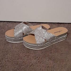 Forever bling slide in espidrilles